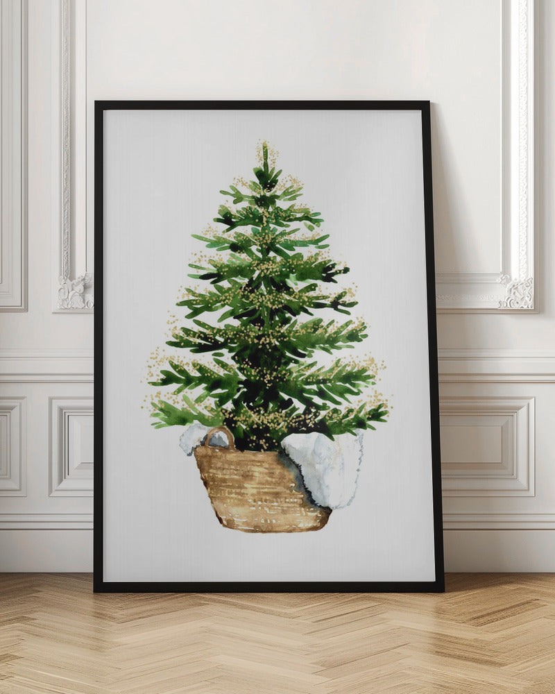 Wandbild Gemütlicher Aquarell-Weihnachtsbaum (2) Leinwanddruck