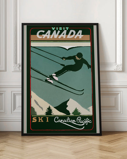 Wandkunst Wintertourismus: Vintage-Ski-Kanada-Poster