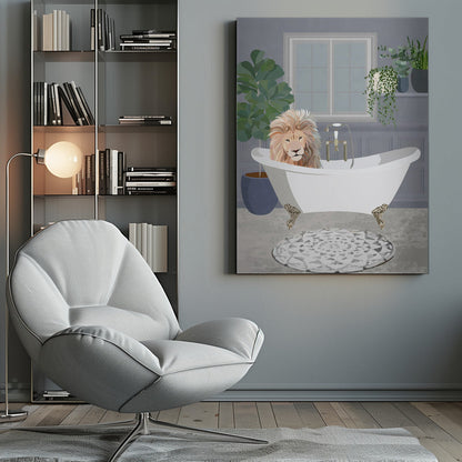 Wandbild Löwe nimmt ein Bad Leinwandbild