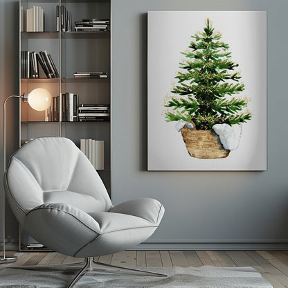 Wandbild Gemütlicher Aquarell-Weihnachtsbaum (2) Leinwanddruck