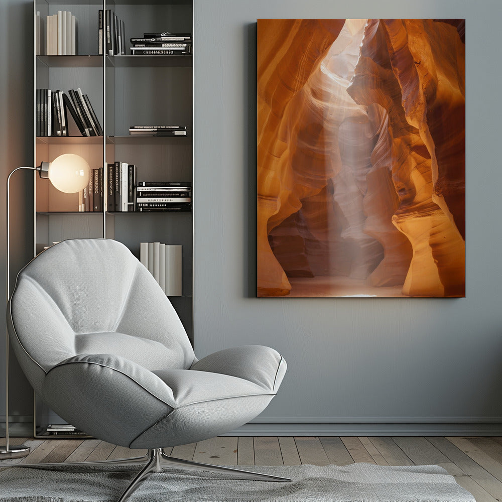 Wandbild ANTELOPE CANYON Einzigartiger Lichtstrahl