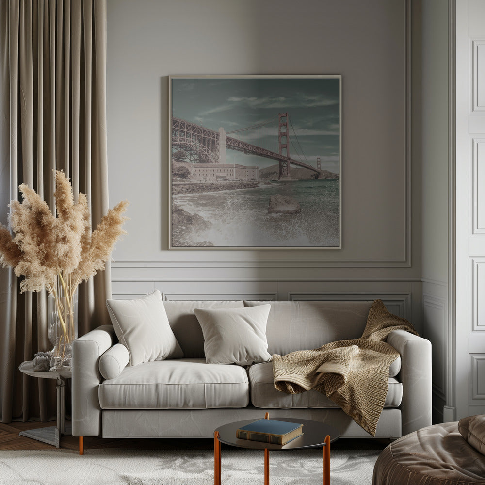 Wandbild GOLDEN GATE BRIDGE Küstenimpression | urbaner Vintage-Stil