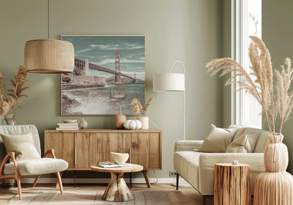 Wandbild GOLDEN GATE BRIDGE Küstenimpression | urbaner Vintage-Stil