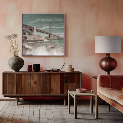 Wandbild GOLDEN GATE BRIDGE Küstenimpression | urbaner Vintage-Stil