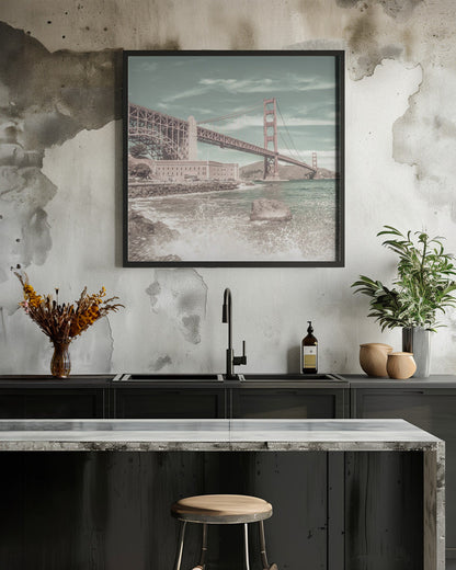 Wandbild GOLDEN GATE BRIDGE Küstenimpression | urbaner Vintage-Stil