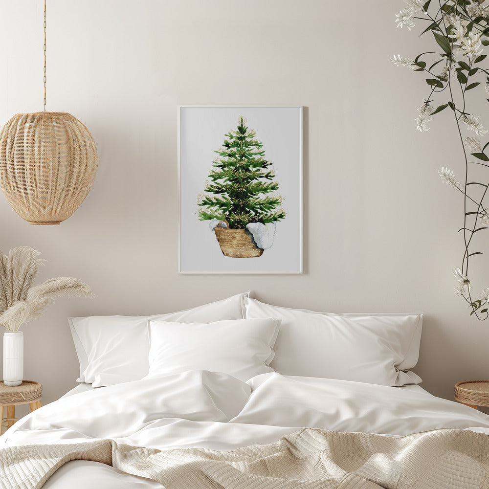 Wandbild Gemütlicher Aquarell-Weihnachtsbaum (2) Leinwanddruck
