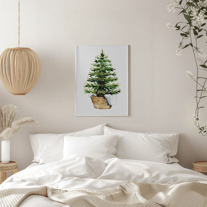 Wandbild Gemütlicher Aquarell-Weihnachtsbaum (2) Leinwanddruck