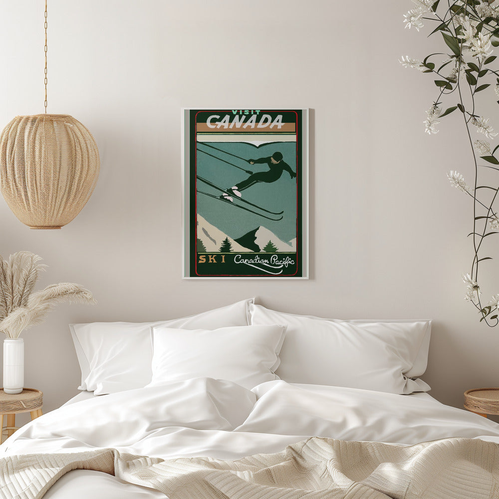Wandkunst Wintertourismus: Vintage-Ski-Kanada-Poster