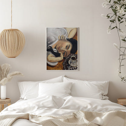 Wandbild Lorette mit einer Tasse Kaffee 1916