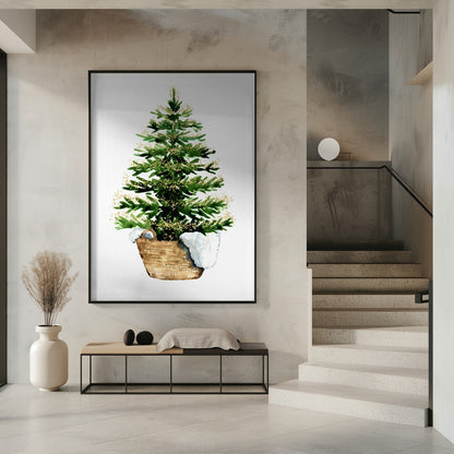 Wandbild Gemütlicher Aquarell-Weihnachtsbaum (2) Leinwanddruck