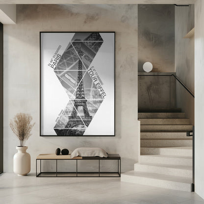Wandbild Koordinaten PARIS Eiffelturm | monochrom