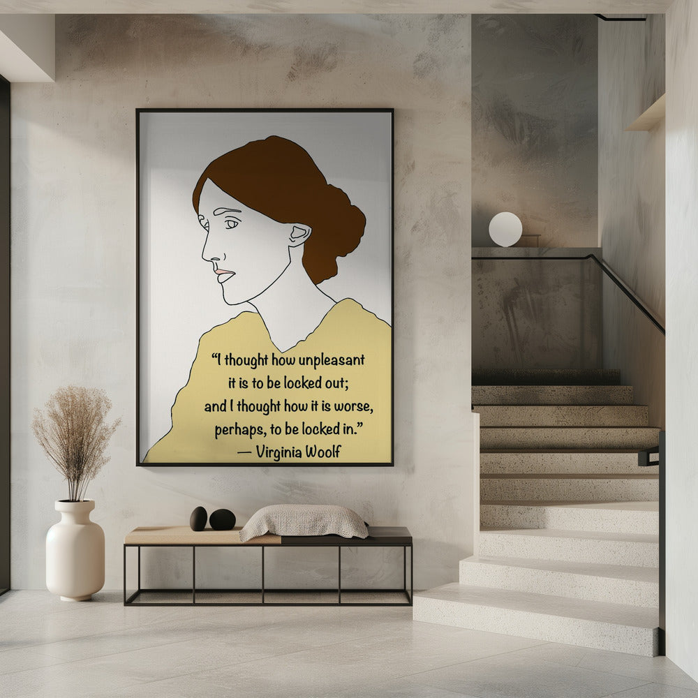 Wandbild Virginia Woolf Kunst Gelb