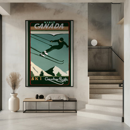 Wandkunst Wintertourismus: Vintage-Ski-Kanada-Poster