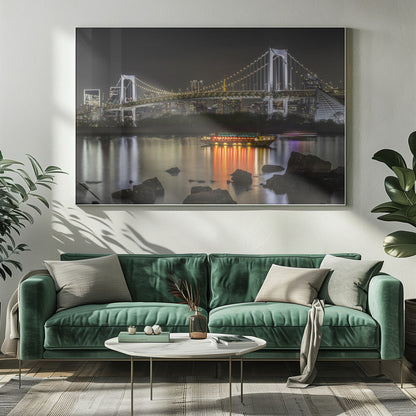 Wandbild Herrliche Regenbogenbrücke mit Tokio-Skyline am Abend