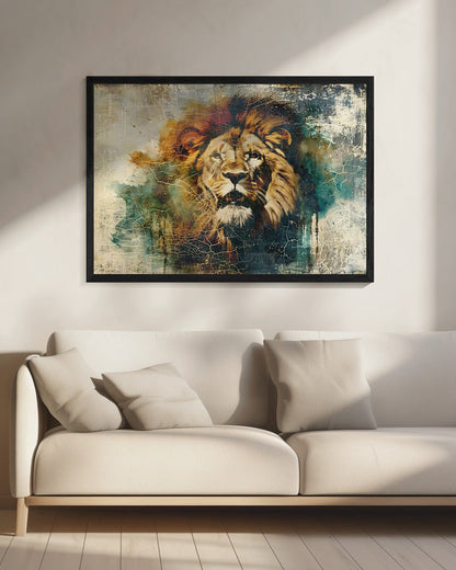 Wandkunst Löwe Tier Vintage Kunst Illustration Wandbild 06