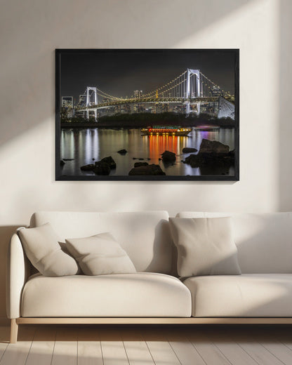 Wandbild Herrliche Regenbogenbrücke mit Tokio-Skyline am Abend