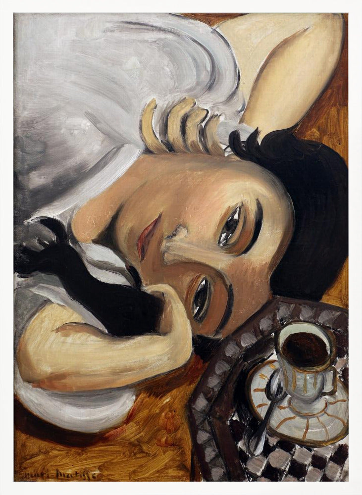 Wandbild Lorette mit einer Tasse Kaffee 1916