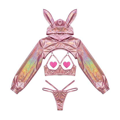 Anime Bunny Girl Style Neo Chrome Swimwear Sexy Bikini Cosplay Lingerie