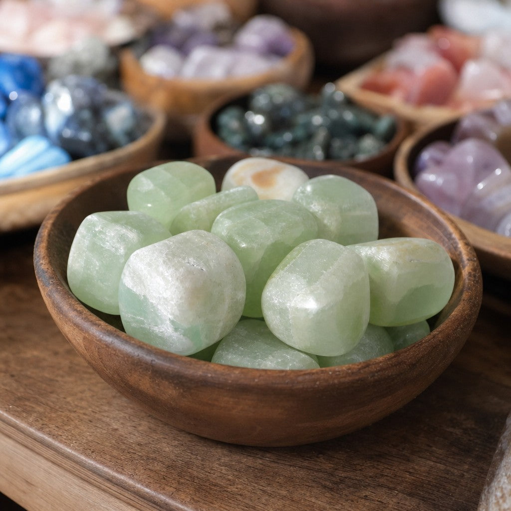 Pistachio Green Calcite  Tumbled Stones