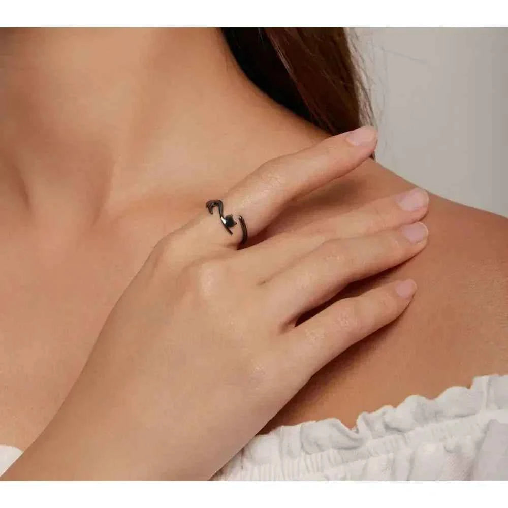 925 Sterling Silver Adjustable Cat Tail Ring