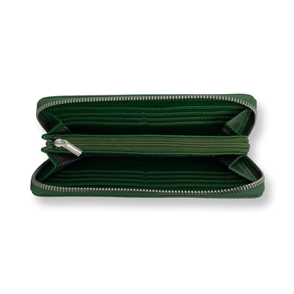 Petit portefeuille en cuir vert - Carla