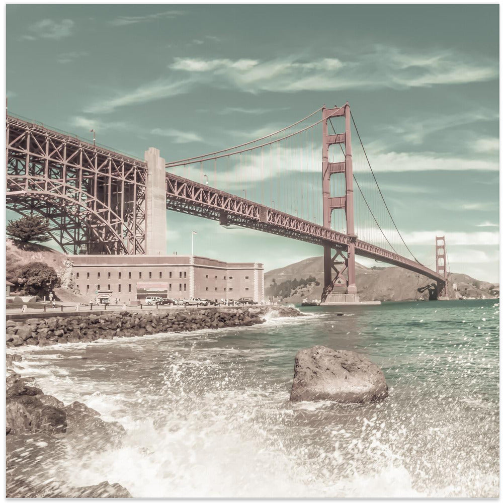 Wandbild GOLDEN GATE BRIDGE Küstenimpression | urbaner Vintage-Stil
