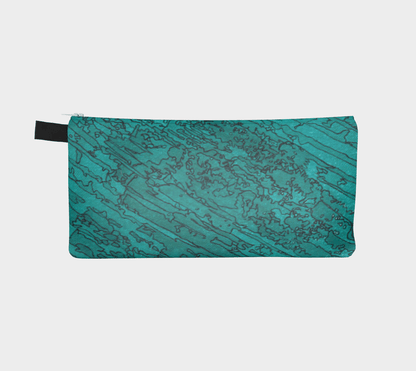 Zippered Cotton Canvas Pencil Case | Etched in Turquoise