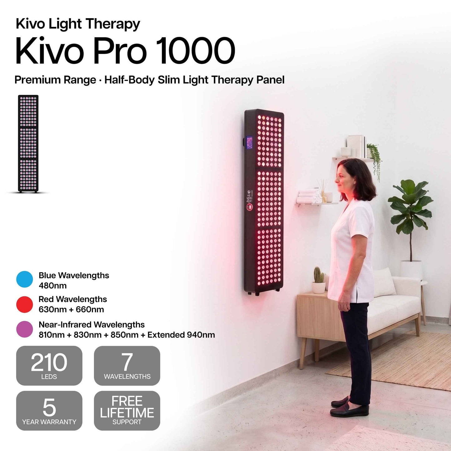 Kivo Pro 1000: Pro Medium Full Body Red Light Therapy Panel