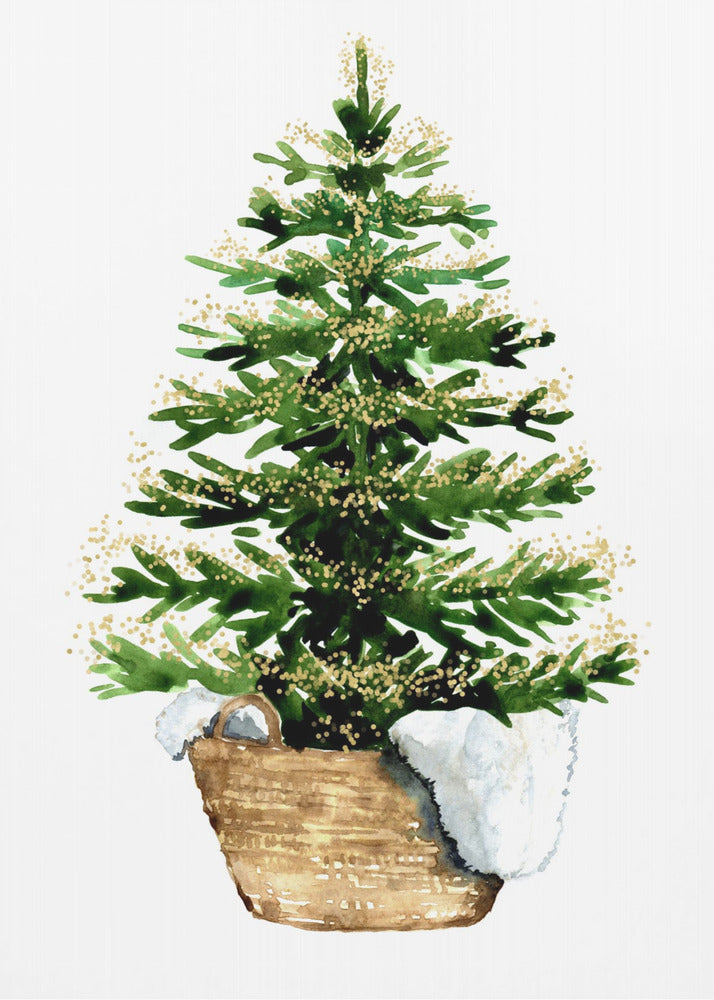 Wandbild Gemütlicher Aquarell-Weihnachtsbaum (2) Leinwanddruck