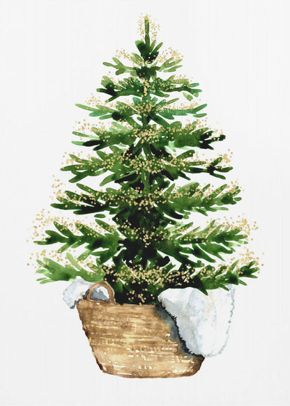Wandbild Gemütlicher Aquarell-Weihnachtsbaum (2) Leinwanddruck