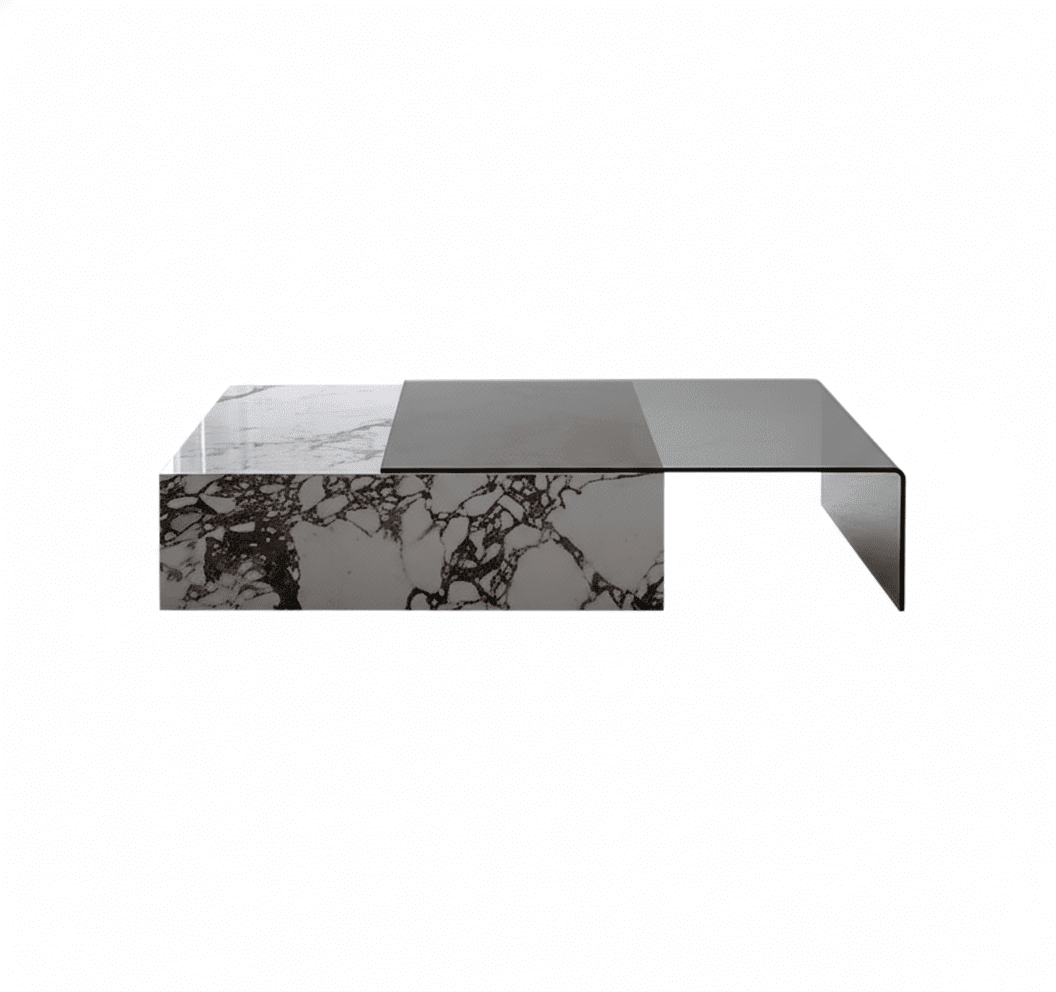 Rimini Tisch mit zwei Oberflächen aus Marmor und Glas