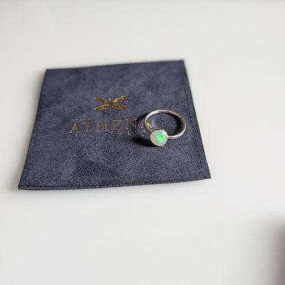 Fire Opal Ring in Sterling Silver – Handcrafted Oval Opal Ring
