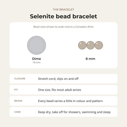 Selenite Round Bracelet - 8mm