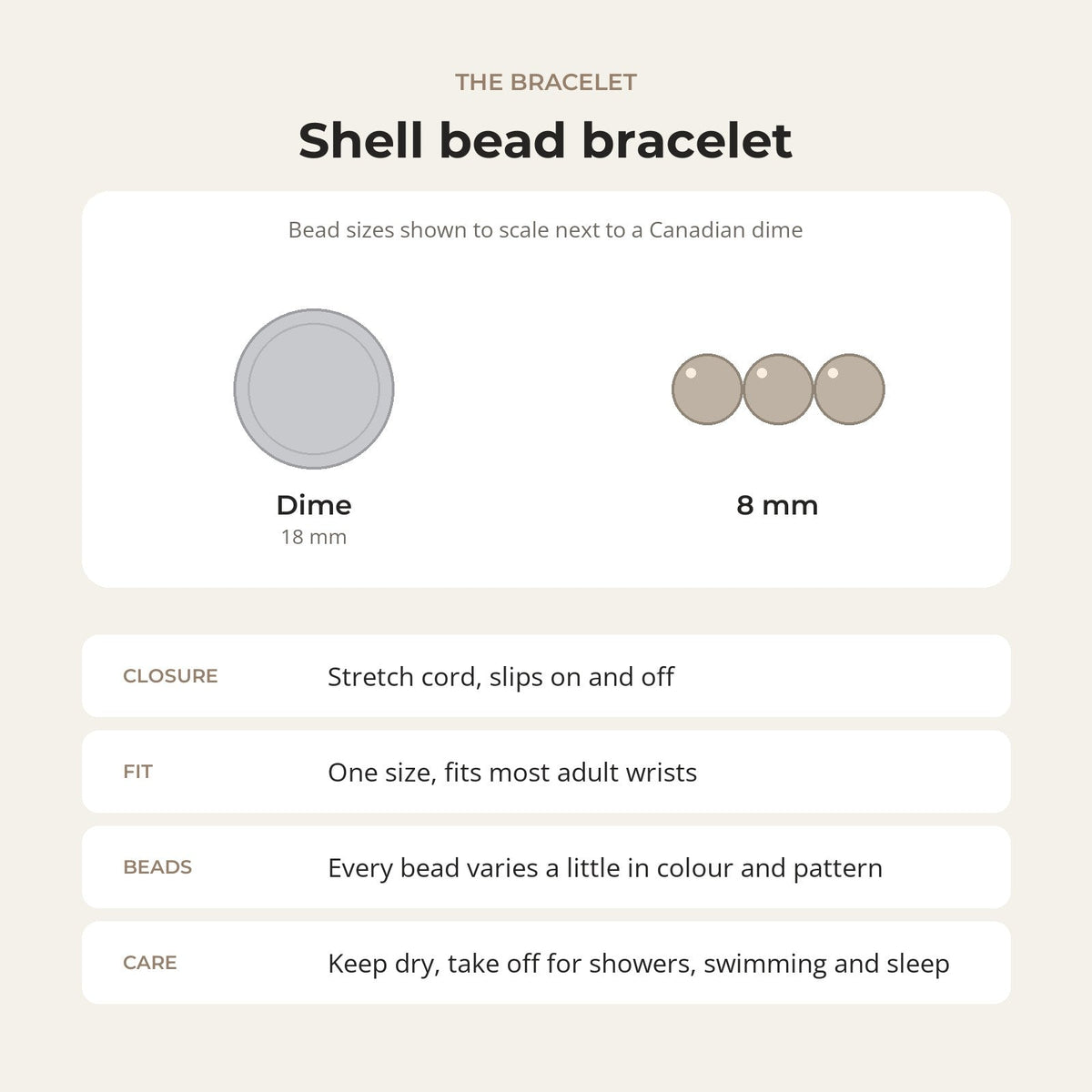 Shell Round Bracelet - 8mm