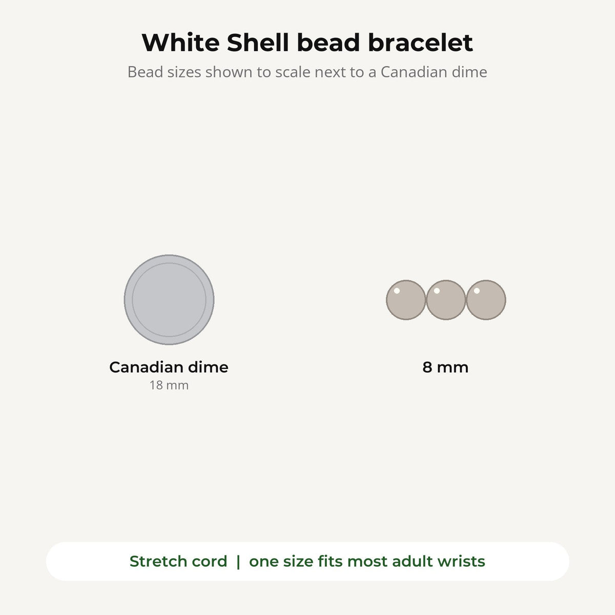 Shell White Round Bracelet - 8mm