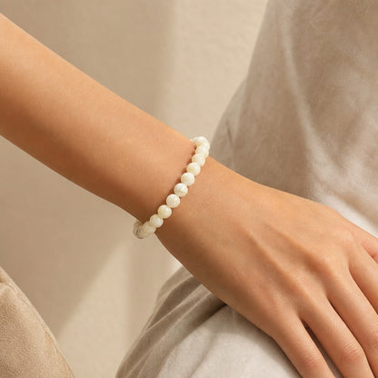 Shell White Round Bracelet - 8mm