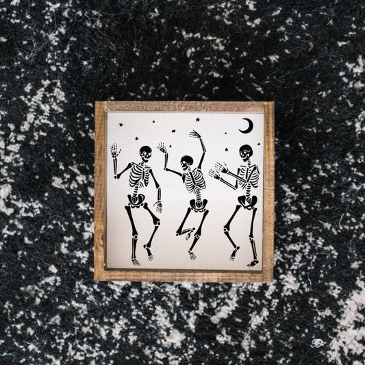 Dancing Skeletons Mini Wood Sign - AURABAGS SHOP