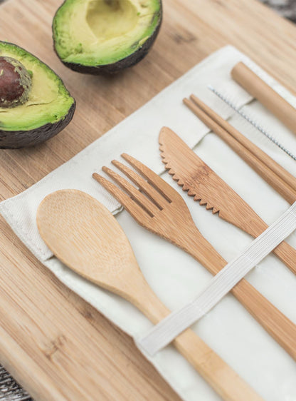 Travel Bamboo Utensil Set With Pouch