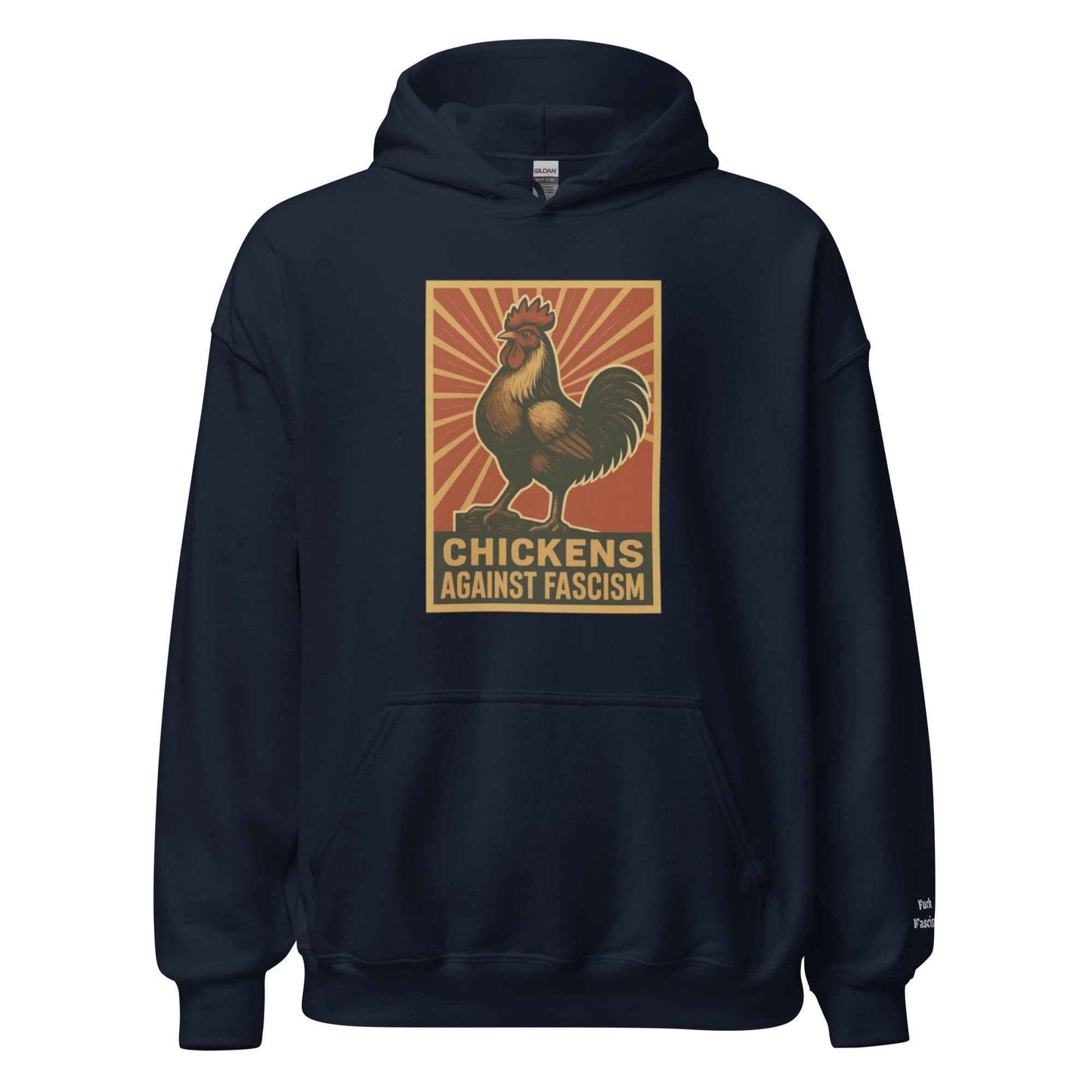 Retro Chickens Against Fascism Unisex Bunny Hug (Hoodie)