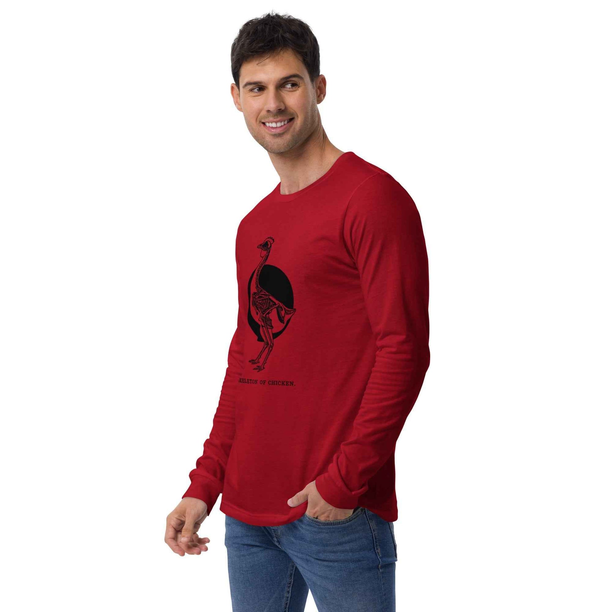 Retro Chicken Skeleton Unisex Long Sleeve Tee
